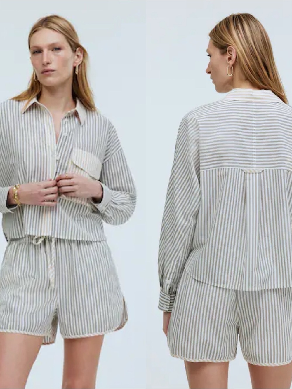 Madewell Flap-Pocket Crop Button-Up Shirt, M